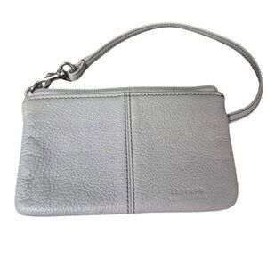 Soprano Leather Grey Top Zipper Wristlet Pouch Soft Genuine Leather Animal Print